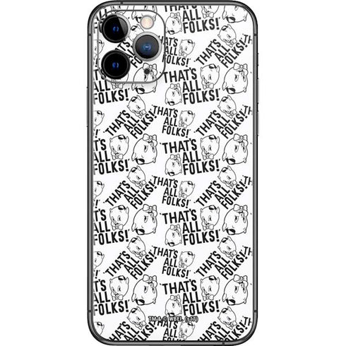 Looney Tunes Porky Pig Black and White iPhone 11 Pro Skin