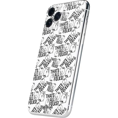 Looney Tunes Porky Pig Black and White iPhone 11 Pro Skin