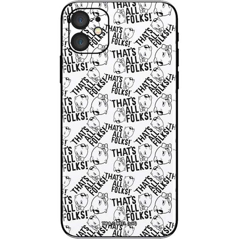 Looney Tunes Porky Pig Black and White iPhone 11 Skin