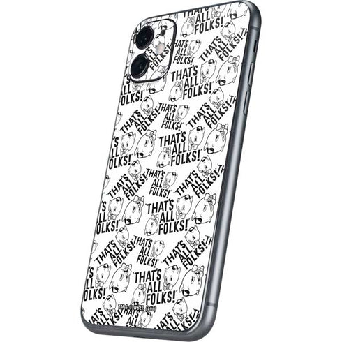 Looney Tunes Porky Pig Black and White iPhone 11 Skin