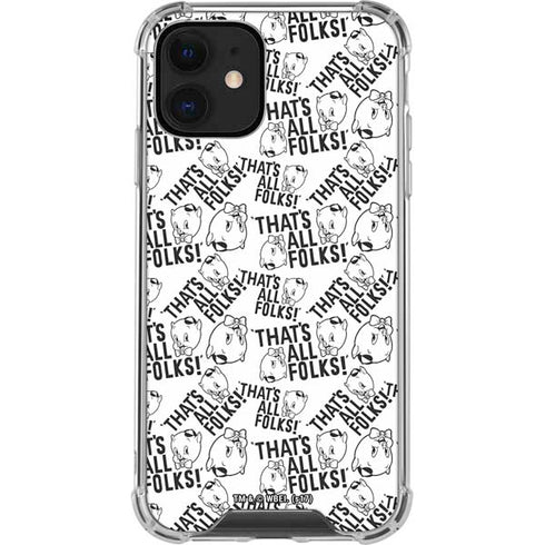 Looney Tunes Porky Pig Black and White iPhone 12 Clear Case