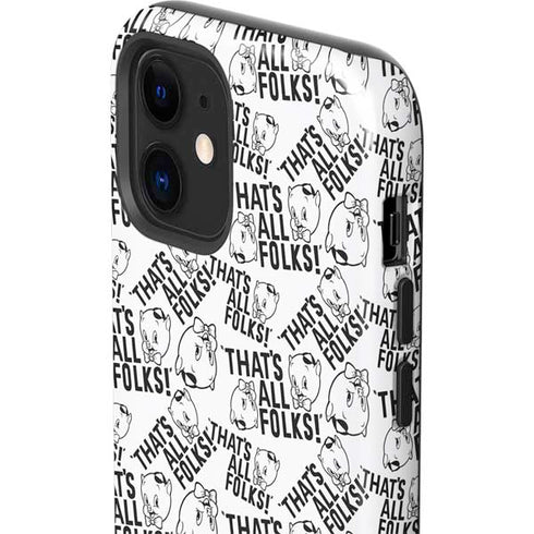 Looney Tunes Porky Pig Black and White iPhone 12 Impact Case