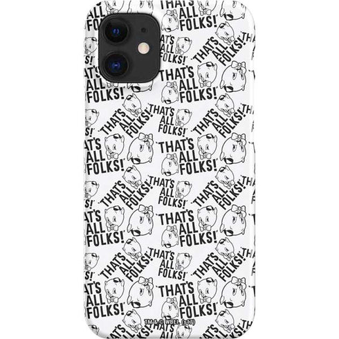 Looney Tunes Porky Pig Black and White iPhone 12 Mini Lite Case