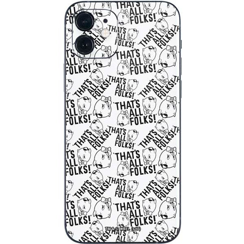 Looney Tunes Porky Pig Black and White iPhone 12 Mini Skin