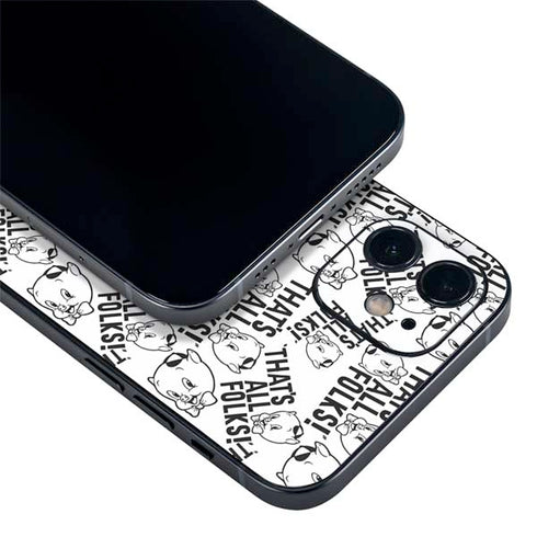Looney Tunes Porky Pig Black and White iPhone 12 Mini Skin