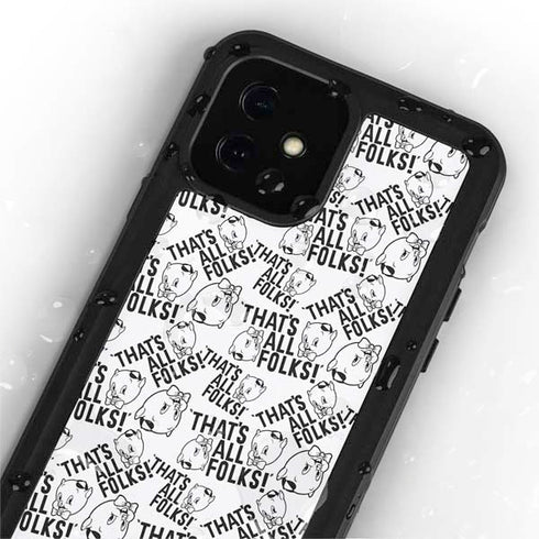 Looney Tunes Porky Pig Black and White iPhone 12 Mini Waterproof Case