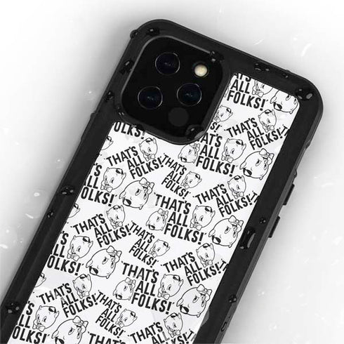 Looney Tunes Porky Pig Black and White iPhone 12 Pro Max Waterproof Case