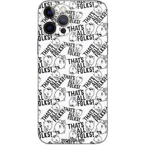 Looney Tunes Porky Pig Black and White iPhone 12 Pro Skin