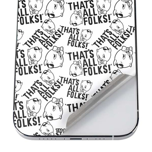 Looney Tunes Porky Pig Black and White iPhone 12 Pro Skin