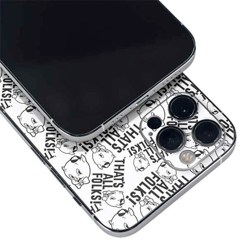 Looney Tunes Porky Pig Black and White iPhone 12 Pro Skin
