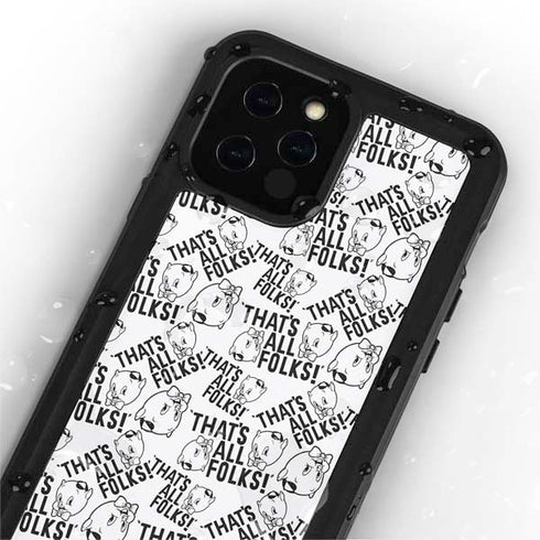 Looney Tunes Porky Pig Black and White iPhone 12 Pro Waterproof Case