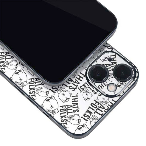 Looney Tunes Porky Pig Black and White iPhone 13 Mini Skin