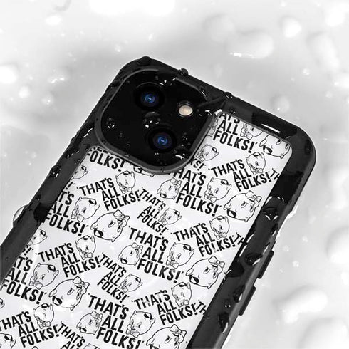 Looney Tunes Porky Pig Black and White iPhone 13 Mini Waterproof Case