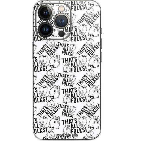 Looney Tunes Porky Pig Black and White iPhone 13 Pro Skin