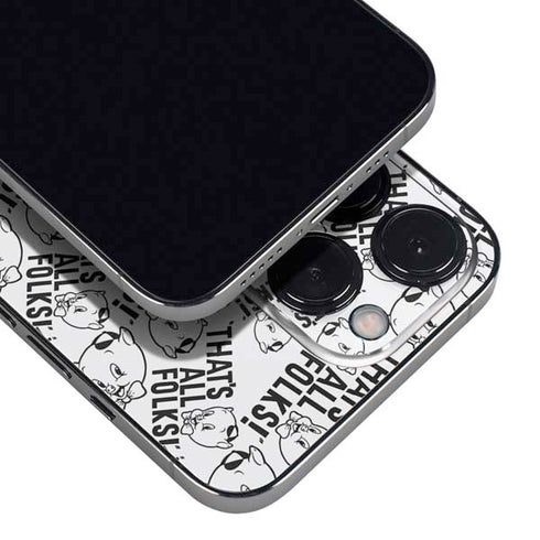 Looney Tunes Porky Pig Black and White iPhone 13 Pro Skin