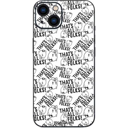 Looney Tunes Porky Pig Black and White iPhone 13 Skin