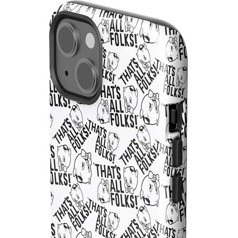Looney Tunes Porky Pig Black and White iPhone 15 Plus Impact Case