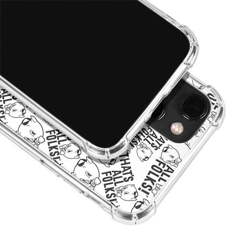 Looney Tunes Porky Pig Black and White iPhone 14 Plus Clear Case