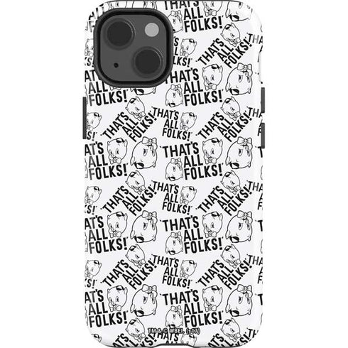 Looney Tunes Porky Pig Black and White iPhone 15 Impact Case