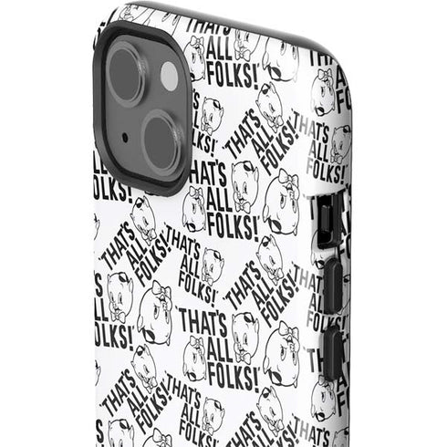 Looney Tunes Porky Pig Black and White iPhone 14 Impact Case