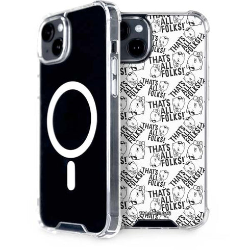 Looney Tunes Porky Pig Black and White iPhone 14 Plus MagSafe Case