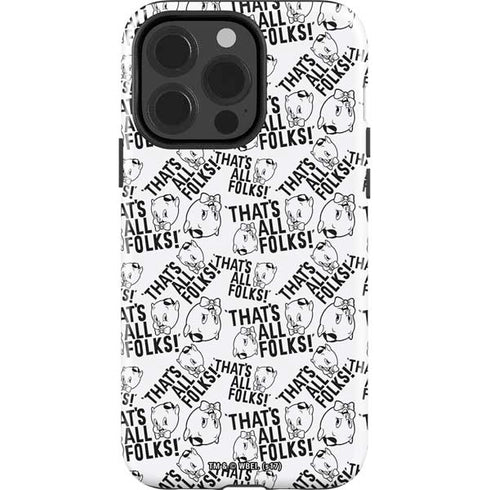 Looney Tunes Porky Pig Black and White iPhone 15 Pro Impact Case
