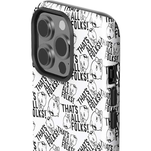 Looney Tunes Porky Pig Black and White iPhone 15 Pro Impact Case