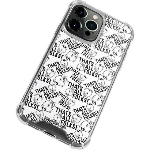 Looney Tunes Porky Pig Black and White iPhone 14 Pro Max Clear Case