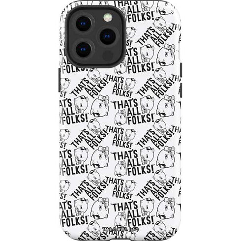 Looney Tunes Porky Pig Black and White iPhone 14 Pro Max Impact Case