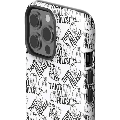 Looney Tunes Porky Pig Black and White iPhone 15 Pro Max Impact Case