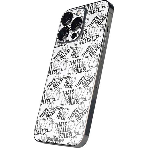 Looney Tunes Porky Pig Black and White iPhone 14 Pro Max Skin