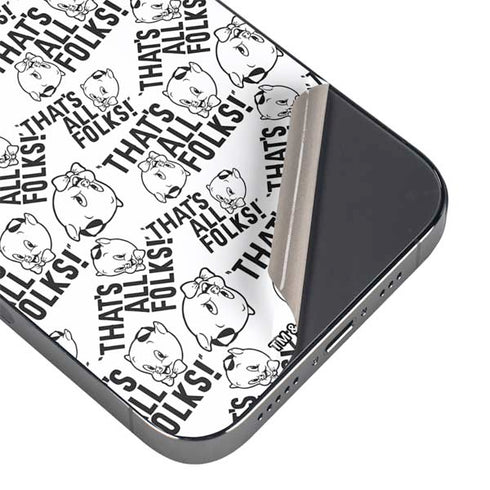 Looney Tunes Porky Pig Black and White iPhone 14 Pro Max Skin