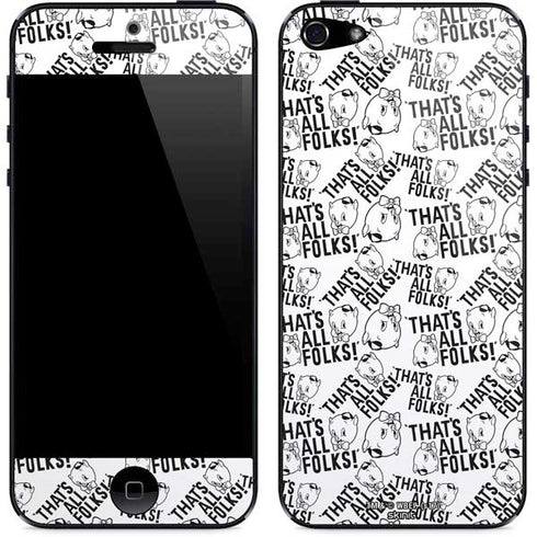 Looney Tunes Porky Pig Black and White iPhone 5/5s/5SE Skin