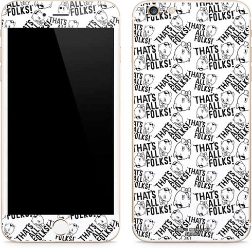 Looney Tunes Porky Pig Black and White iPhone 6/6s Plus Skin