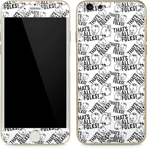 Looney Tunes Porky Pig Black and White iPhone 6/6s Skin