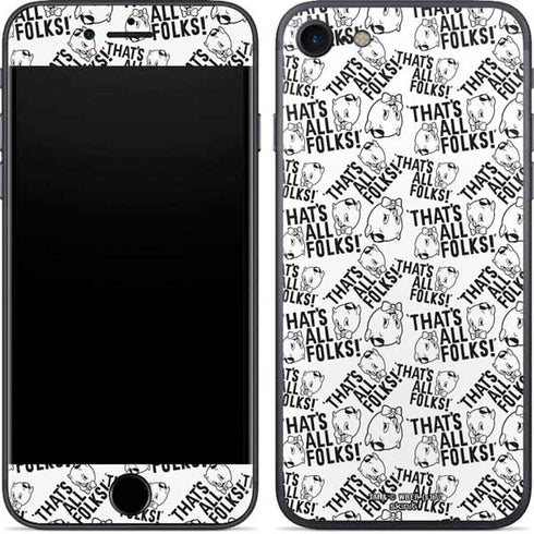 Looney Tunes Porky Pig Black and White iPhone 8 Skin