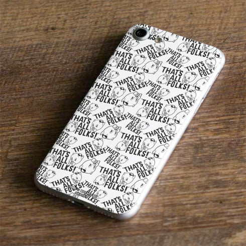 Looney Tunes Porky Pig Black and White iPhone 8 Skin