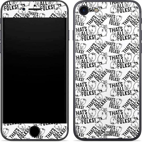 Looney Tunes Porky Pig Black and White iPhone SE (2nd & 3rd Gen) Skin