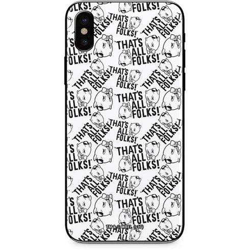 Looney Tunes Porky Pig Black and White iPhone X Skin