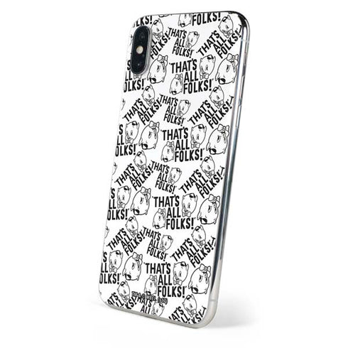 Looney Tunes Porky Pig Black and White iPhone X Skin