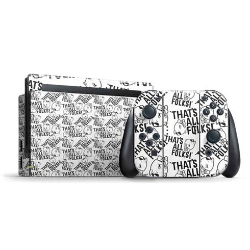 Looney Tunes Porky Pig Black and White Nintendo Switch Bundle Skin