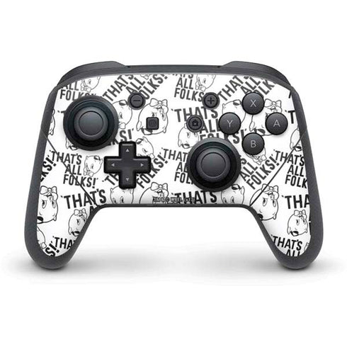 Looney Tunes Porky Pig Black and White Nintendo Switch Pro Controller Skin