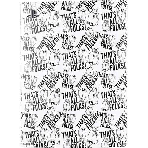 Looney Tunes Porky Pig Black and White PS5 Console Skin