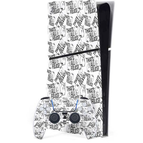 Looney Tunes Porky Pig Black and White PS5 Slim Digital Edition Bundle Skin