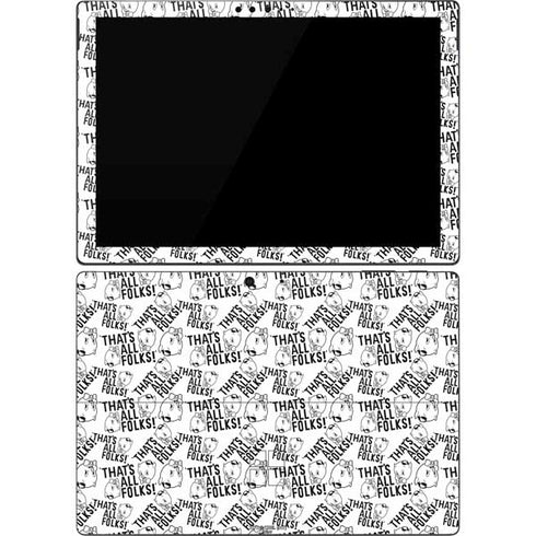 Looney Tunes Porky Pig Black and White Surface Pro 7 Skin