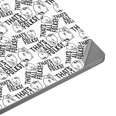 Looney Tunes Porky Pig Black and White Universal Laptop 12in (9.8 x 6.8in) Skin