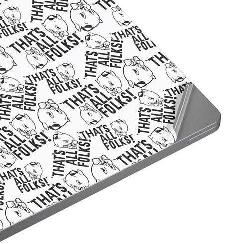 Looney Tunes Porky Pig Black and White Universal Laptop 13in (10.6 x 7.6in) Skin