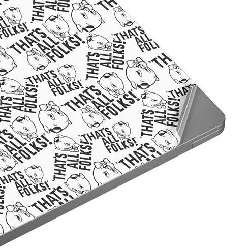 Looney Tunes Porky Pig Black and White Universal Laptop 15in (12.2 x 8.8in) Skin