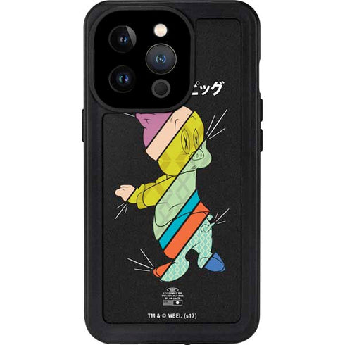 Looney Tunes Porky Pig Sliced Juxtapose iPhone 14 Pro Waterproof Case