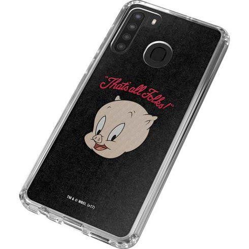 Looney Tunes Porky Pig Thats All Folks Galaxy A21 Clear Case